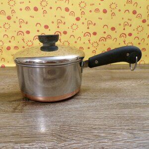 REVERE WARE Vintage 1 Qt Stainless Saucepan Copper Clad Bottom w/Lid